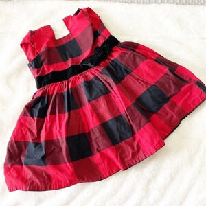 Carters red & black plaid holiday Christmas dress size 9 months